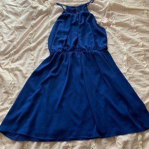 Blue High Neck Dress